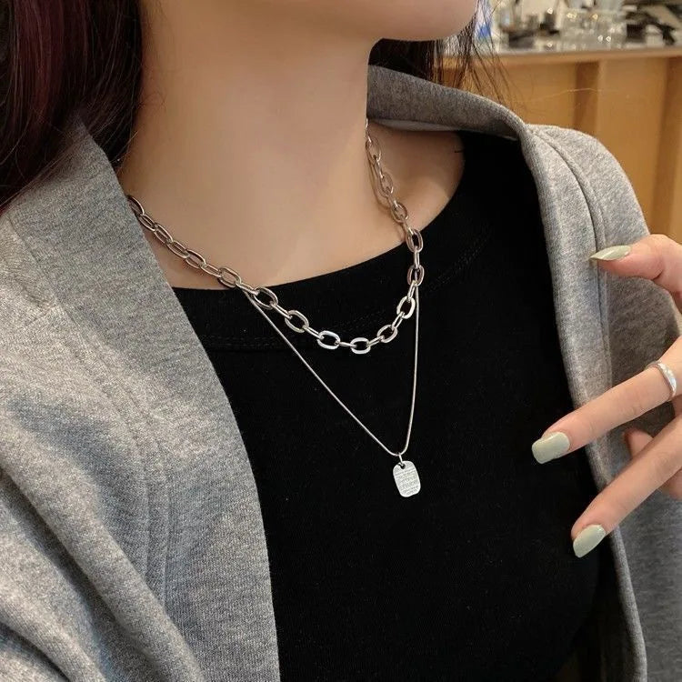 Layered Chain Necklace Neck Chains Lock Pendant Jewelry For Women Punk Choker Padlock Goth Jewelry Grunge Aesthetic Accessories