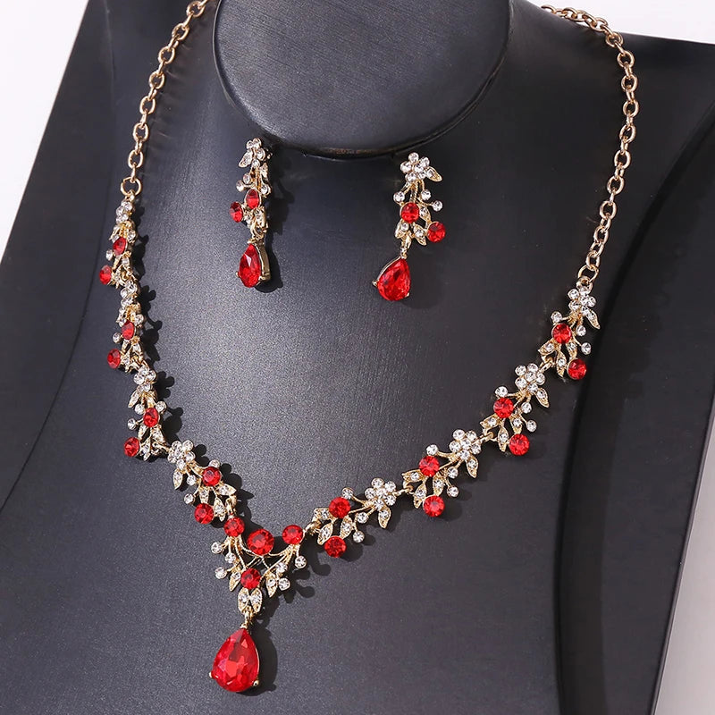 Exquisite Bride Jewelry Sets for Women Luxury Flower Choker Necklace Earrings Set Wedding Dress Bridal Necklace Sets Fashion