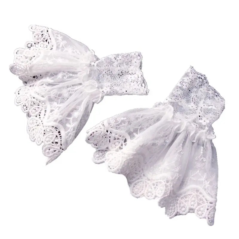 Female Sweater Fake Sleeves Hollow Crochet Lace Ruffles Horn Cuffs Wrist Warmers