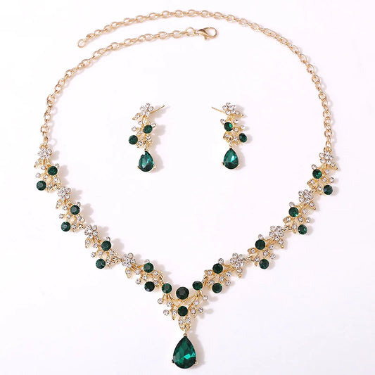 Exquisite Bride Jewelry Sets for Women Luxury Flower Choker Necklace Earrings Set Wedding Dress Bridal Necklace Sets Fashion