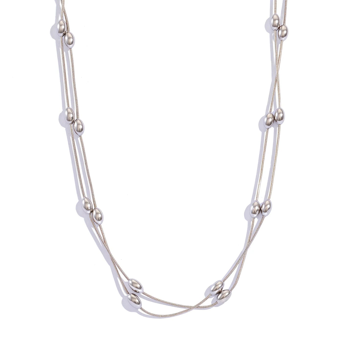 120cm Layered Chain Necklace for Women, Retro Adjustable 2-3 Layer Choker, Stainless Steel Waterproof Hypoallergenic Jewelry