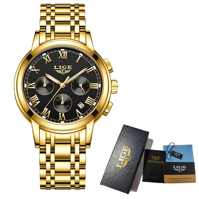 Women Watch LIGE Brand Luxury Fashion Waterproof Quartz Watches for Women Business Steel Band Lady Casual Date Clocks Wristwatch