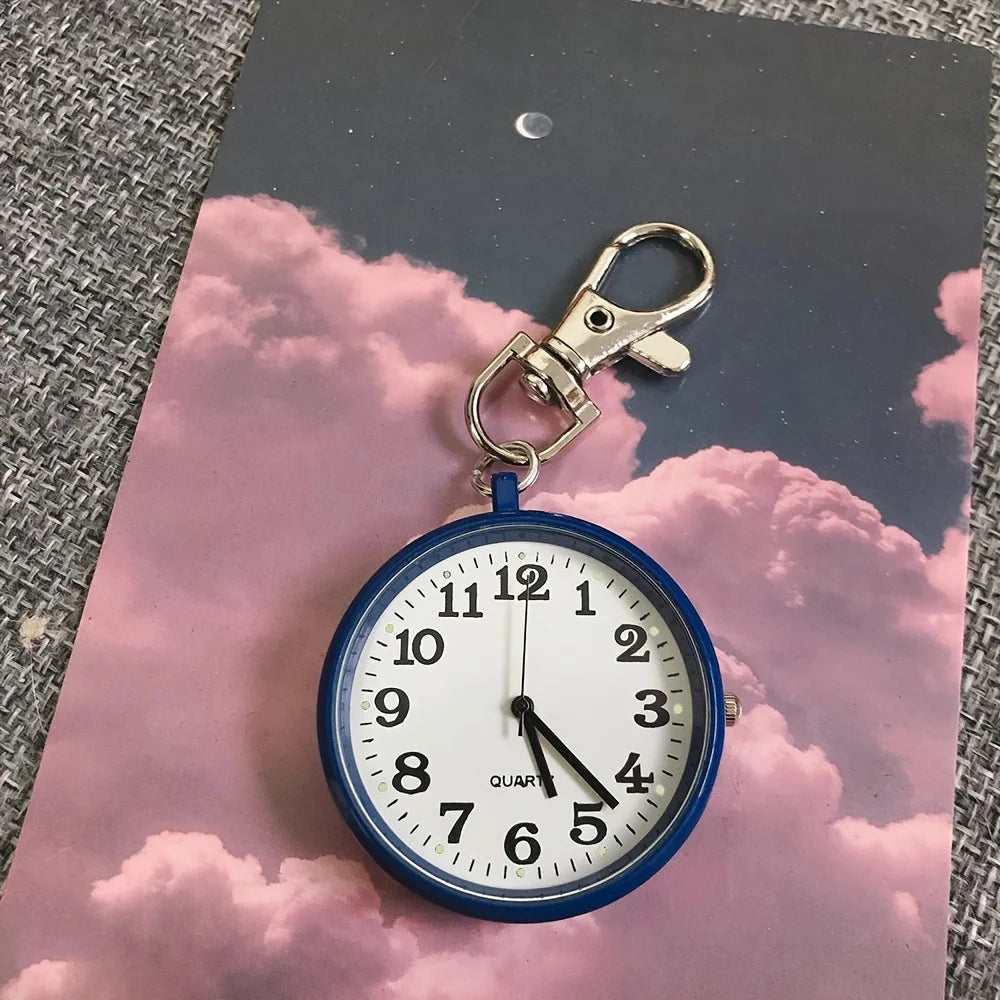 1PC Large Digital Clear Watch Keychain Watch Nurse Watch Student Exam Quartz Watch Pocket Watch Small Watch