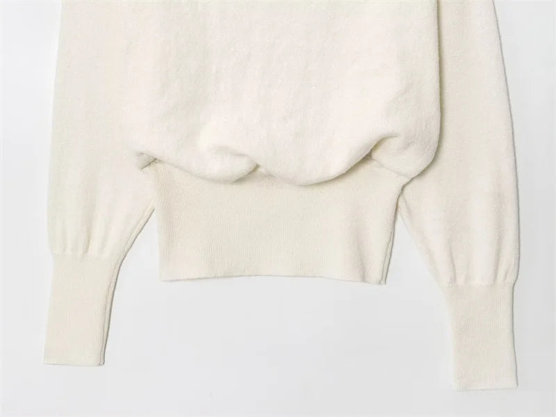 Women's sweater 2025 new American off-the-shoulder loose slim one-shoulder sweater spring and autumn fashion irregular top