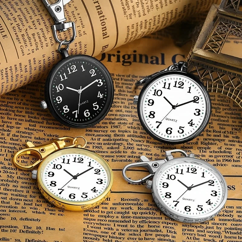 1PC Large Digital Clear Watch Keychain Watch Nurse Watch Student Exam Quartz Watch Pocket Watch Small Watch