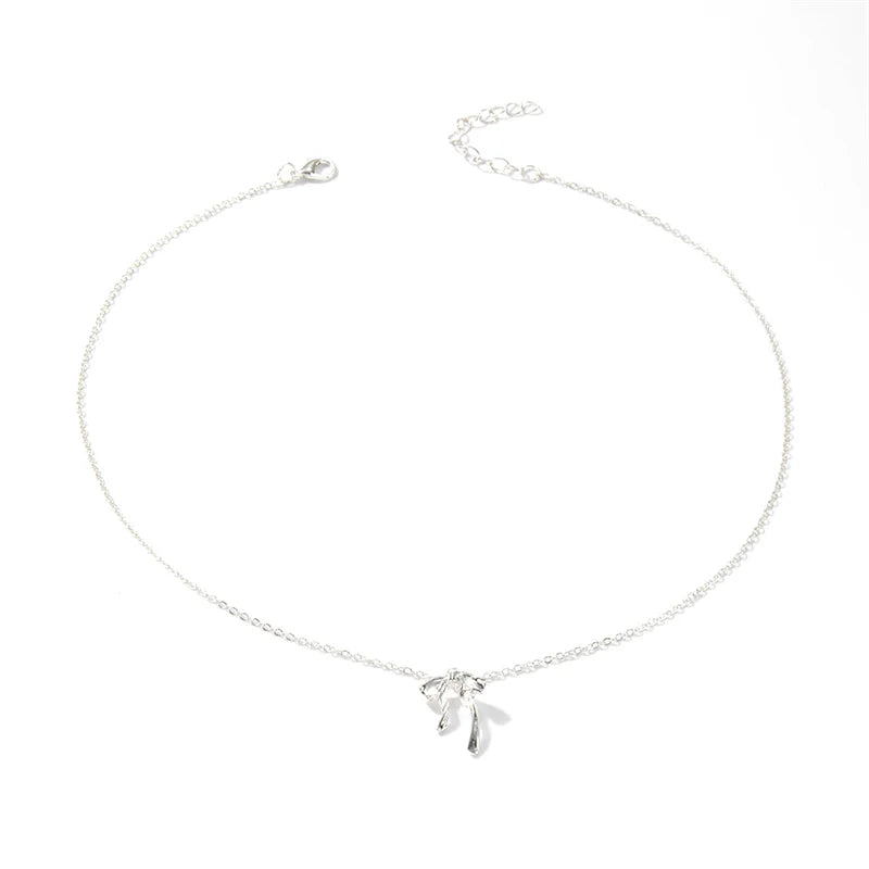 Exquisite Clavicle Chain Elegant Scrub Bow Pendant Necklace For Women Girls Temperament Collar Chain Korean Student