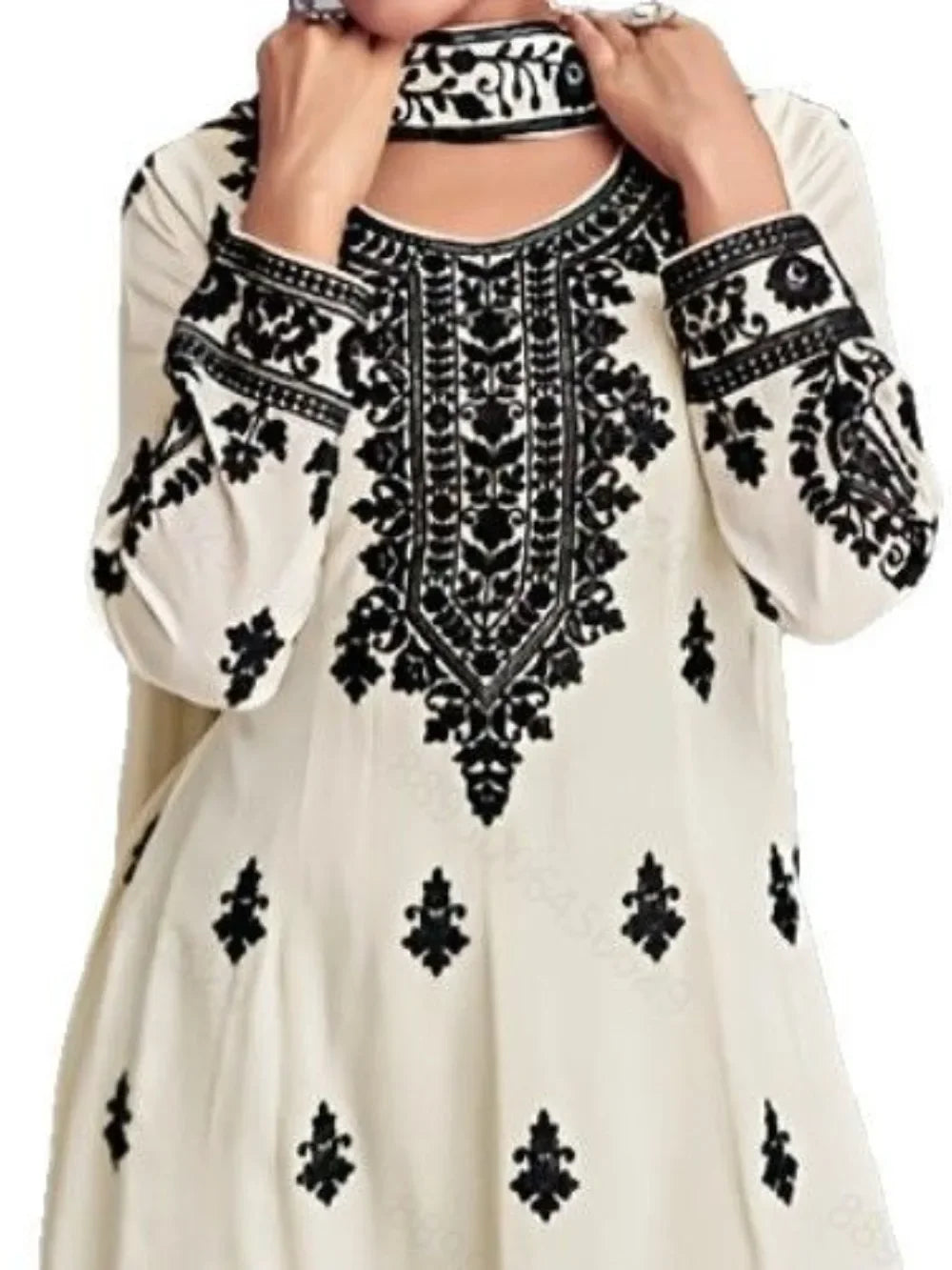 Dubai Muslim 2 Piece Set Women Print Blouse Top with Wide Leg Pants Suit Morocco Musulman Ensemble Casual Femme Arabic Outfits