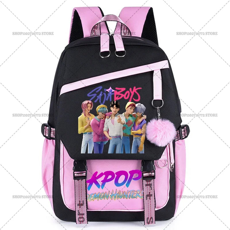 KPop Demon Hunters Party Supplies Huntrix Backpacks Teenagers Saja Boys Fans Gift Hip Hop Gothic Student Girl Schoolbag Backpack