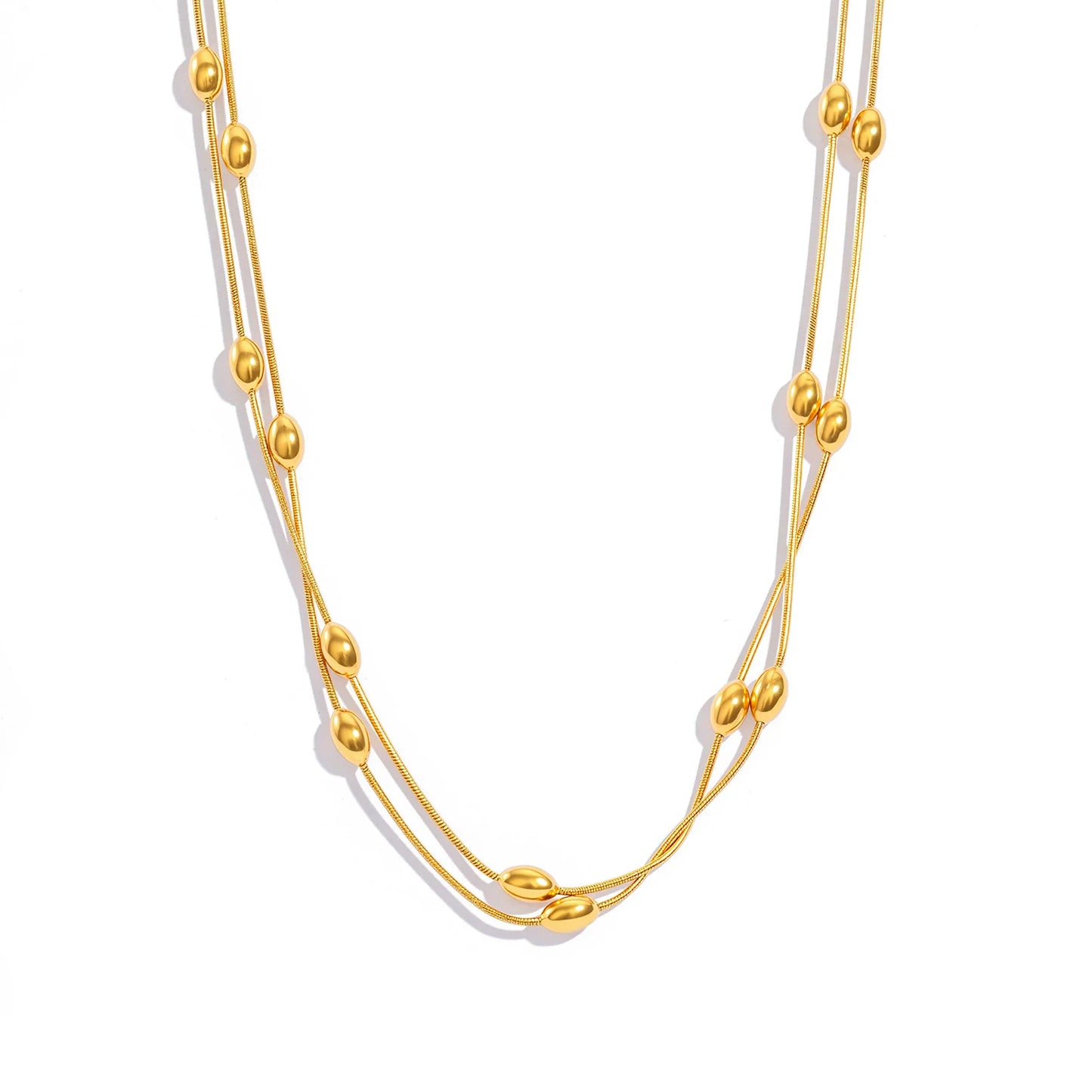 120cm Layered Chain Necklace for Women, Retro Adjustable 2-3 Layer Choker, Stainless Steel Waterproof Hypoallergenic Jewelry