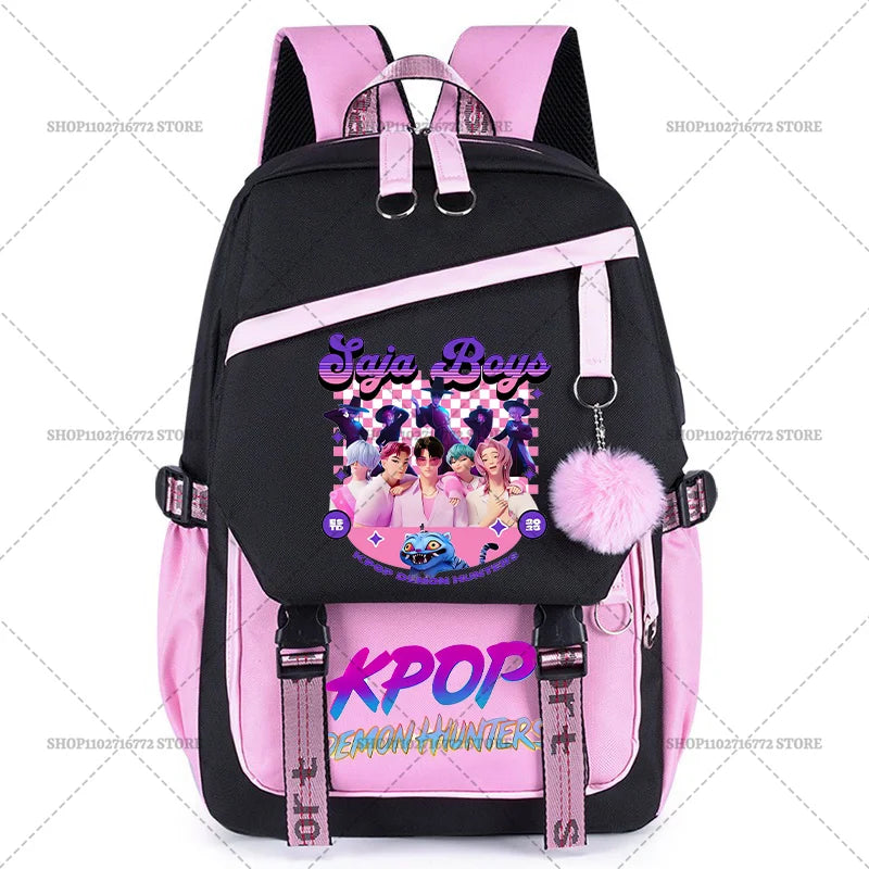 KPop Demon Hunters Party Supplies Huntrix Backpacks Teenagers Saja Boys Fans Gift Hip Hop Gothic Student Girl Schoolbag Backpack